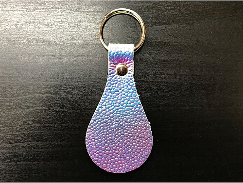 Iridescent - Real Leather Key Fob - Pear Drop